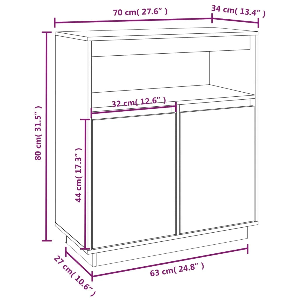 Credenza 70x34x80 cm in Legno Massello di Pino cod mxl 16752