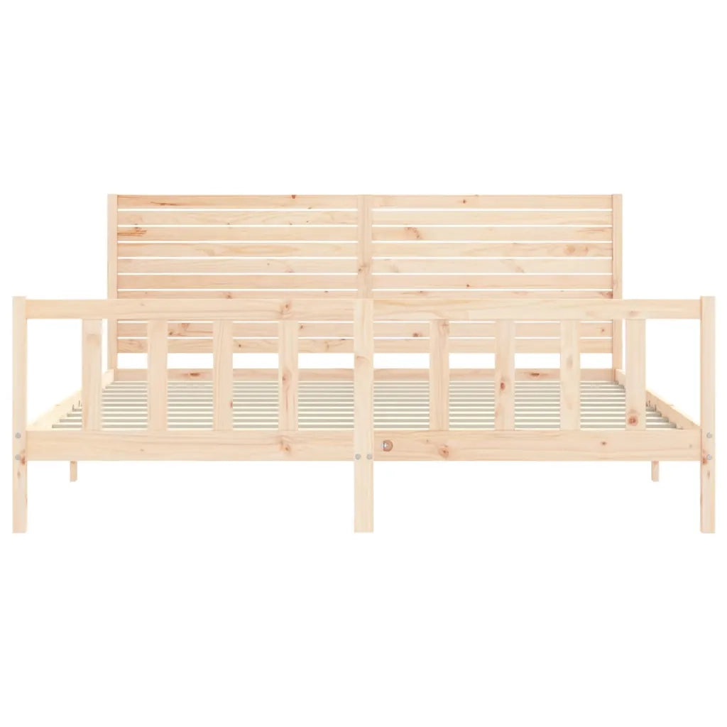 Letto matrimoniale | Letto per adulti | Giroletto con Testiera Super King Size in Legno Massello