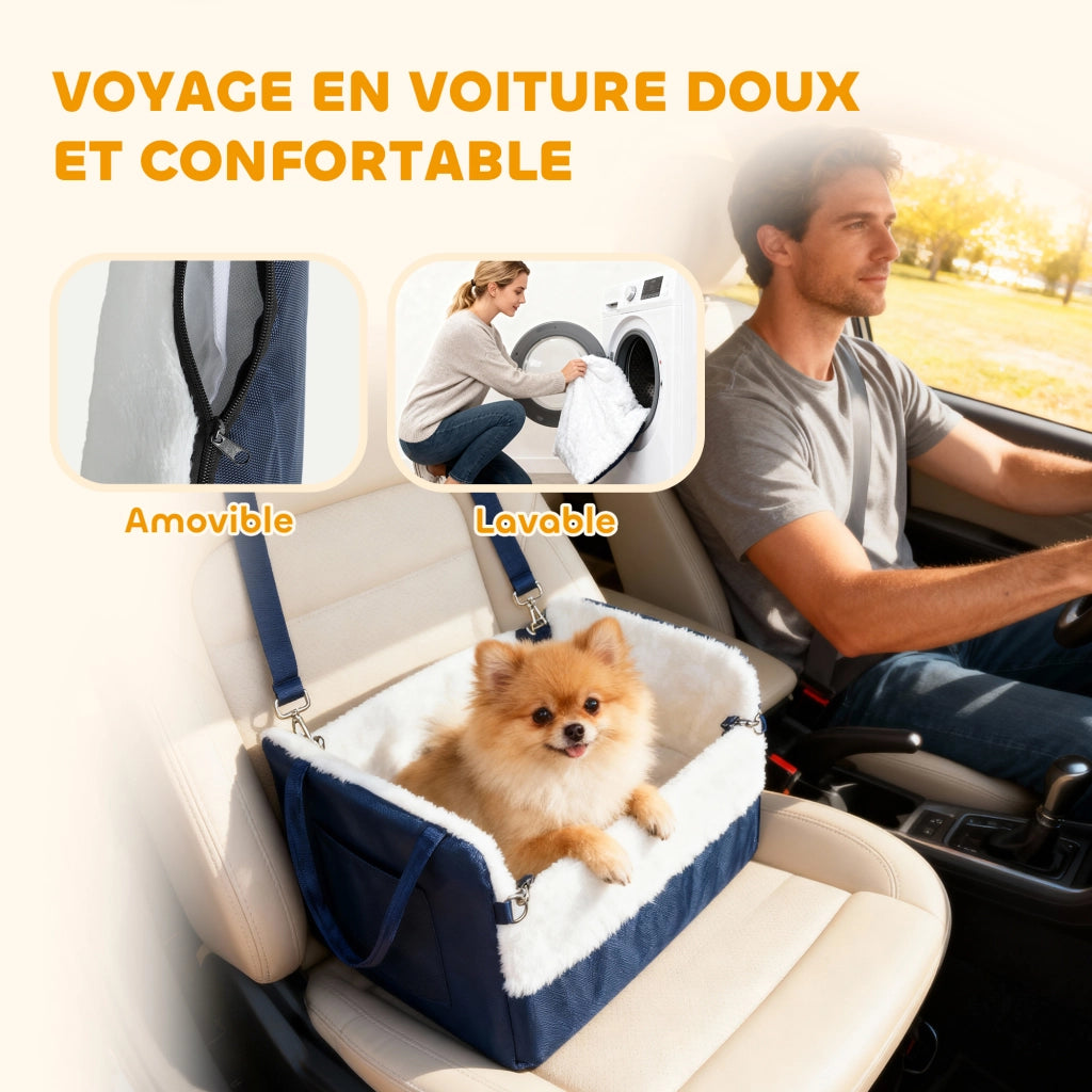 Seduta Auto per Cani con Cintura di Sicurezza ¨C Zephmum ¨C Blu 55x46x32 cm
