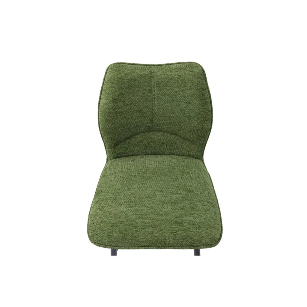 Sedia da bancone girevole CROFT – Tessuto verde – Piedi in metallo nero – Altezza 103 cm – Stile design/industriale