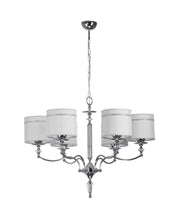 Lampadario Hilton Jupiter cromato 6xE27 paralumi grigi cristalli