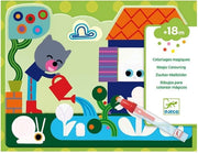 Colori magici Nascosto in giardino, Disegni da colorare con pennarello ad acqua,Djeco,Eta +18 mesi