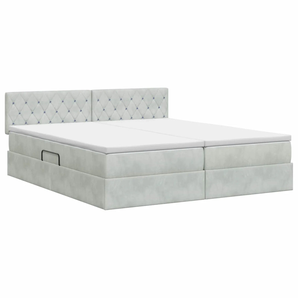 Letto con Contenitore con testiera 2 pz Grigio Chiaro 3458931
