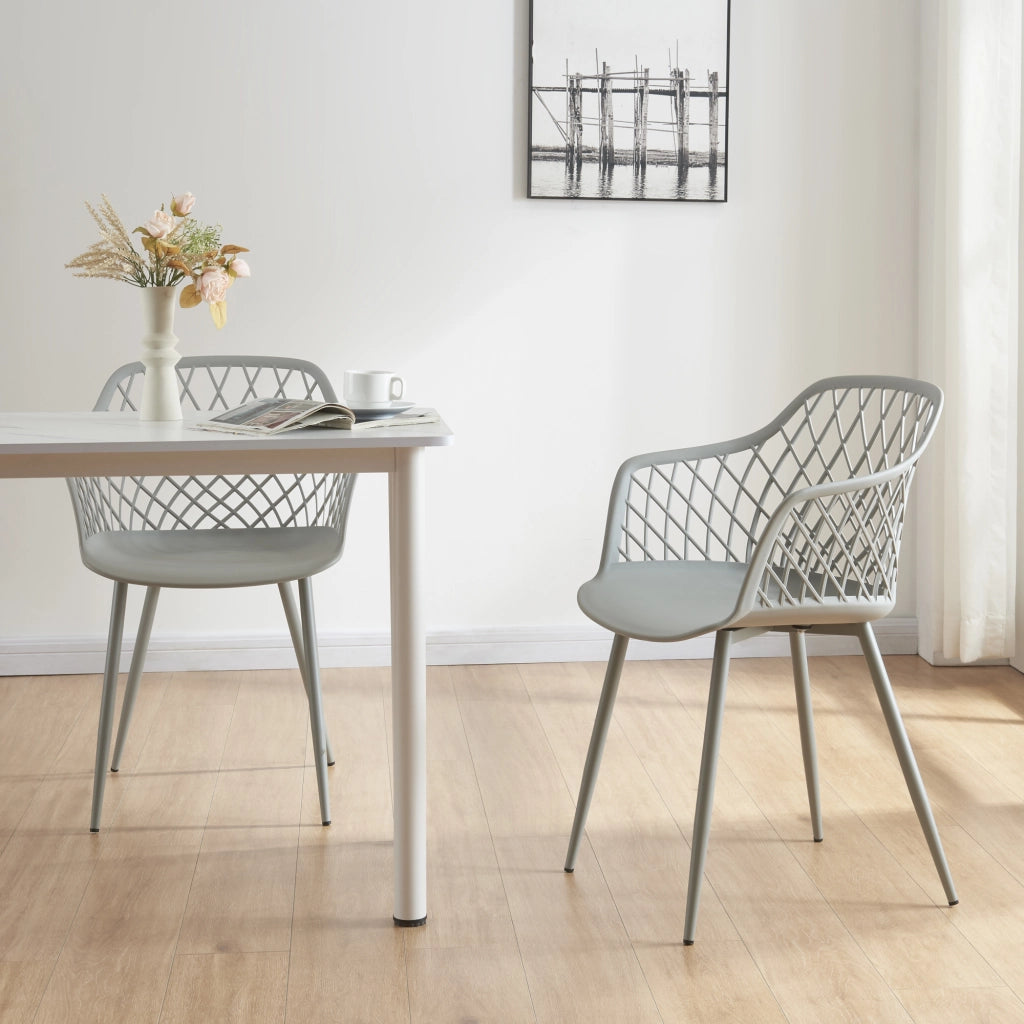 Set Kangasniemi di 2 Sedie da Sala Schienale a Rete - Grigio chiaro [en.casa]