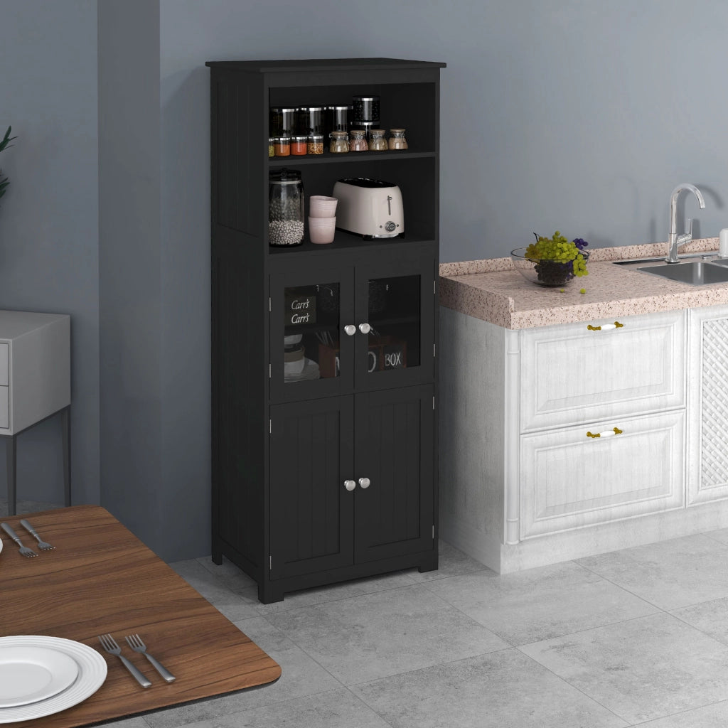 Armadio con 4 porte e ripiani ¨C zephmum ¨C nero 60x30x162 cm