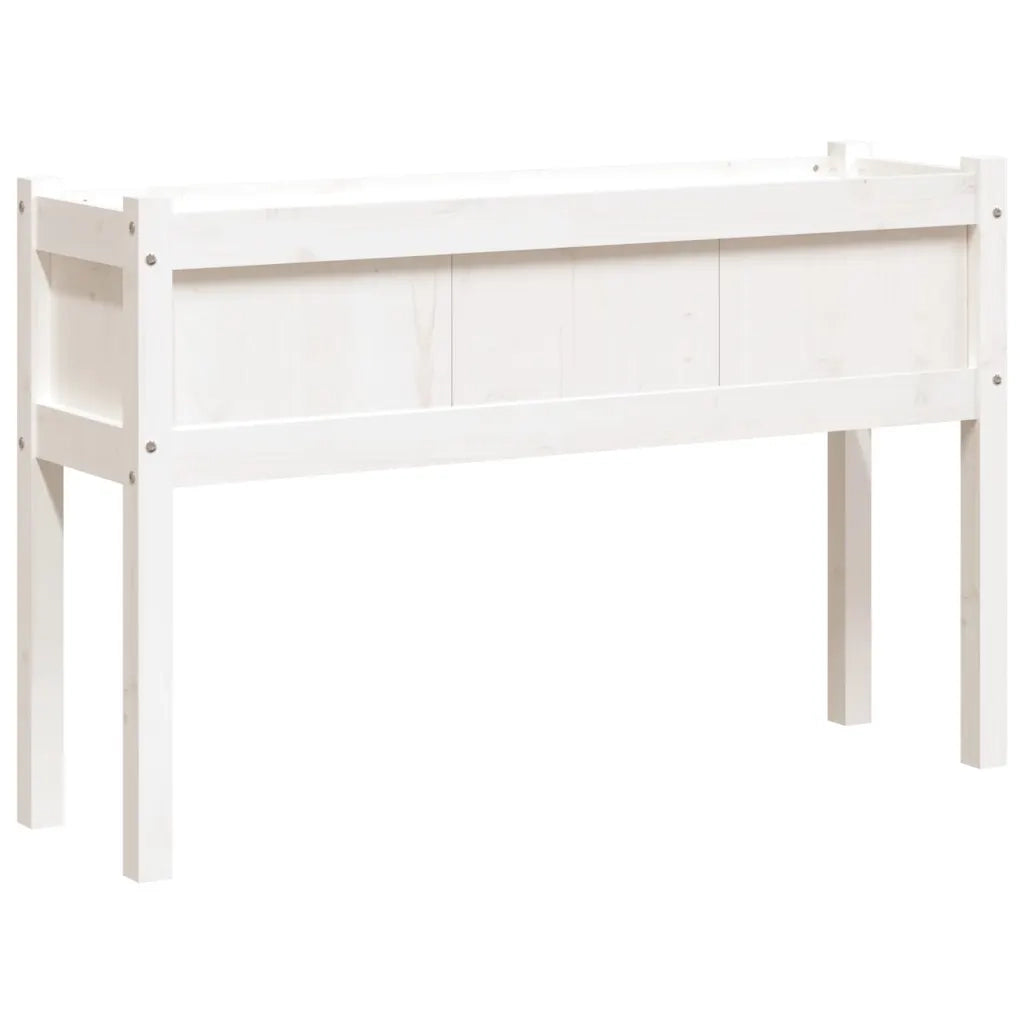Fioriera da Giardino con Gambe-Vaso da Esterno-Contenitore per Piante Bianca 110x31x70cm Massello Pino