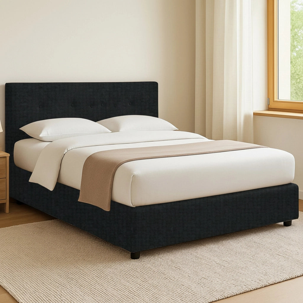 Luton, Letto Piazza e Mezza Sfoderabile Made in Italy, Grigio Scuro