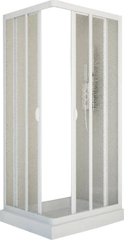 Box Doccia Angolare 75x75 cm 2 Ante Scorrevoli in Acrilico 2,2 mm H185 cm Dorini Bianco