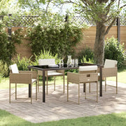 Set da Pranzo per Giardino con cuscino 5 pcs Beige polyrattan 3380022
