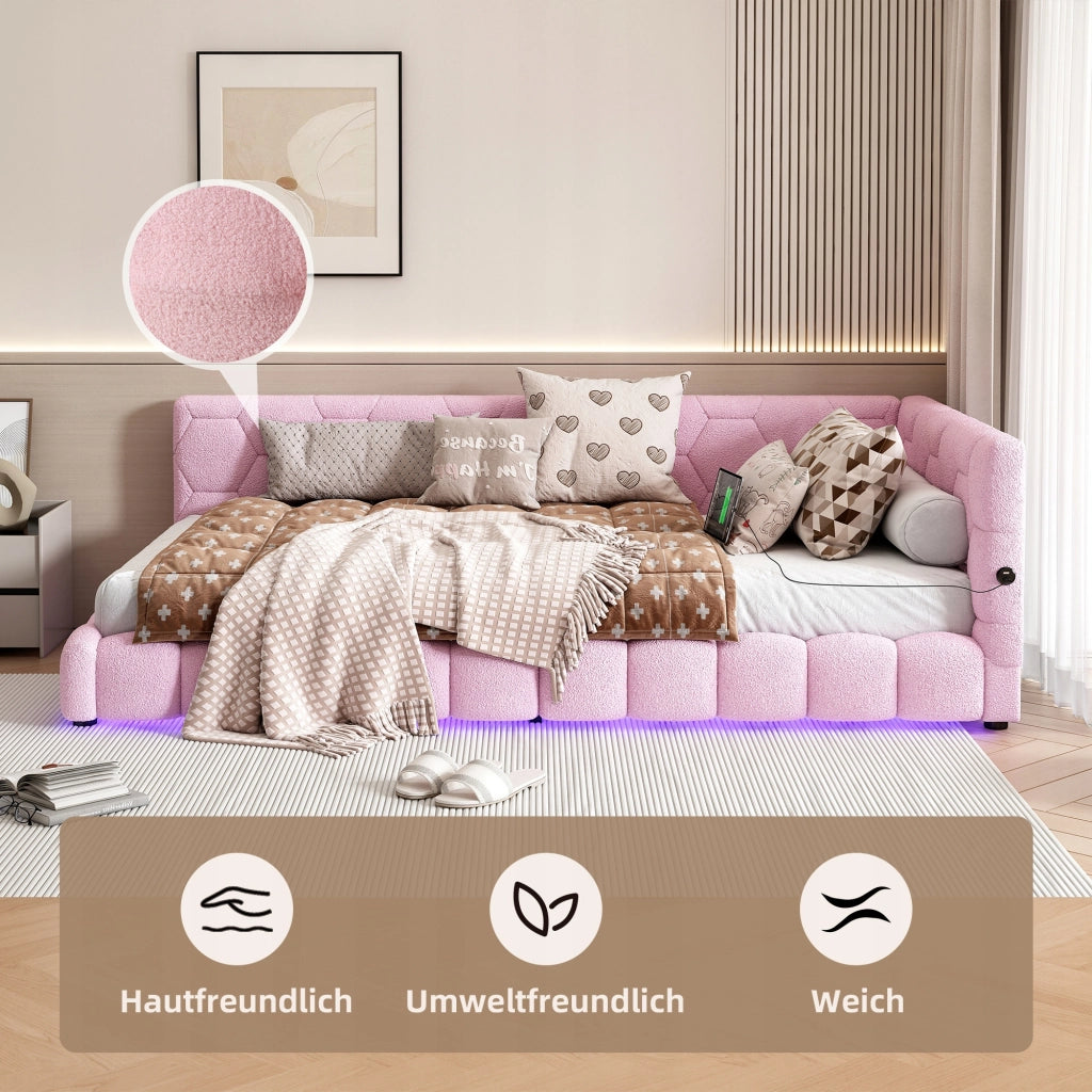 Letto a giorno 90x200 - Xylo - Illuminazione LED rosa