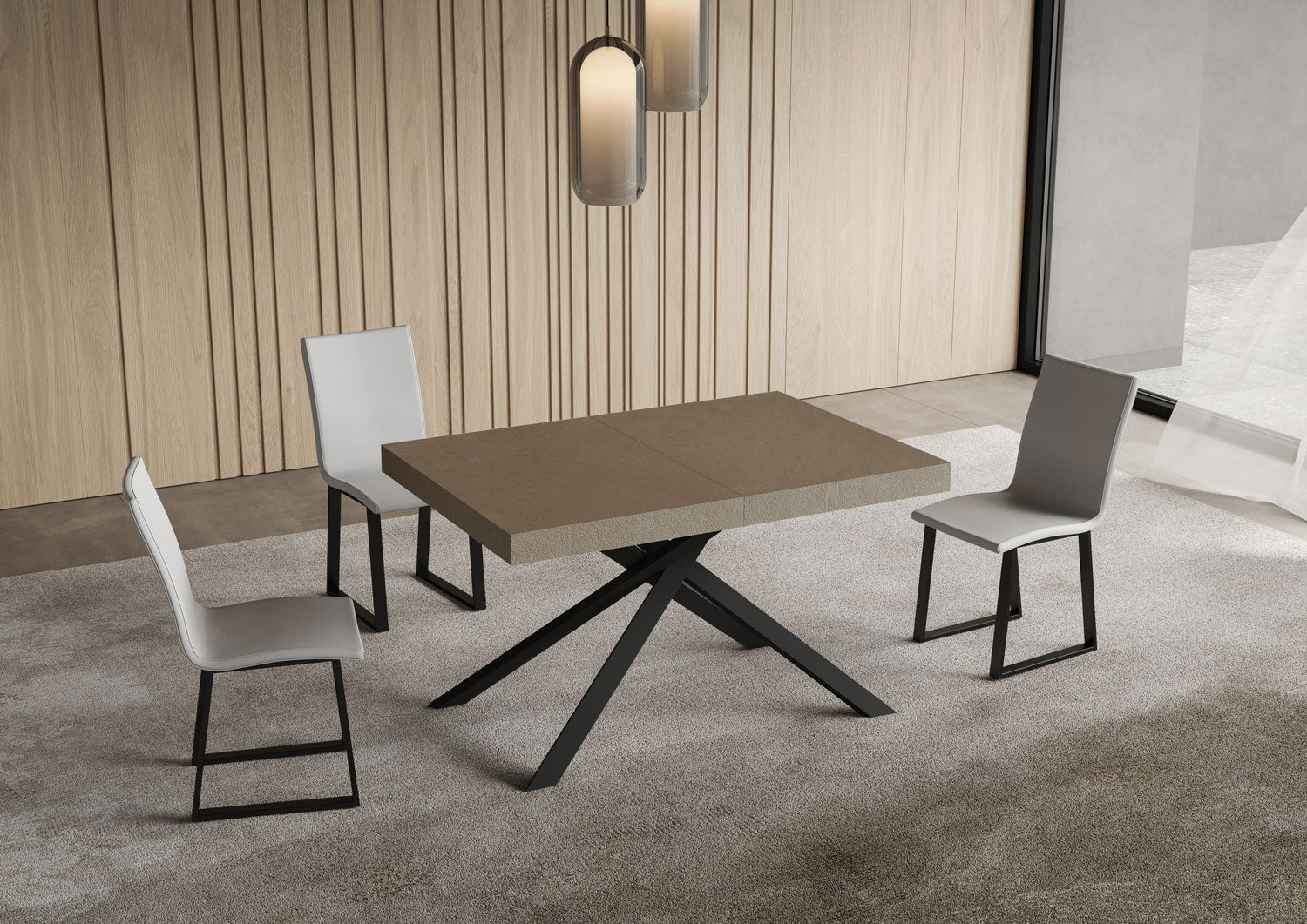 Tavolo Allungabile 140/400x90 cm Niket Tortora Gambe Antracite