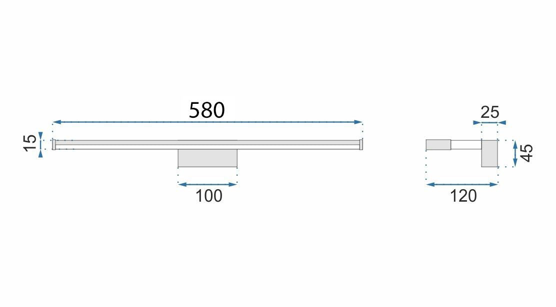 Lampada Da Parete Da Bagno Led Sopra Specchio 12w 58cm APP369-1W Cromo