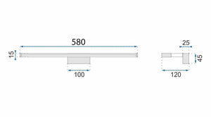 Lampada Da Parete Da Bagno Led Sopra Specchio 12w 58cm APP369-1W Cromo
