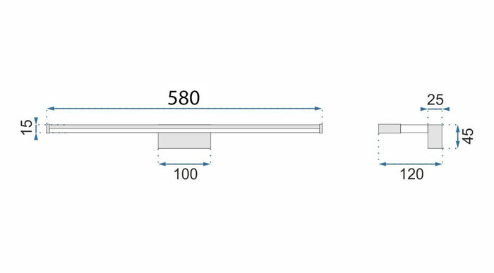 Lampada Da Parete Da Bagno Led Sopra Specchio 12w 58cm APP369-1W Cromo