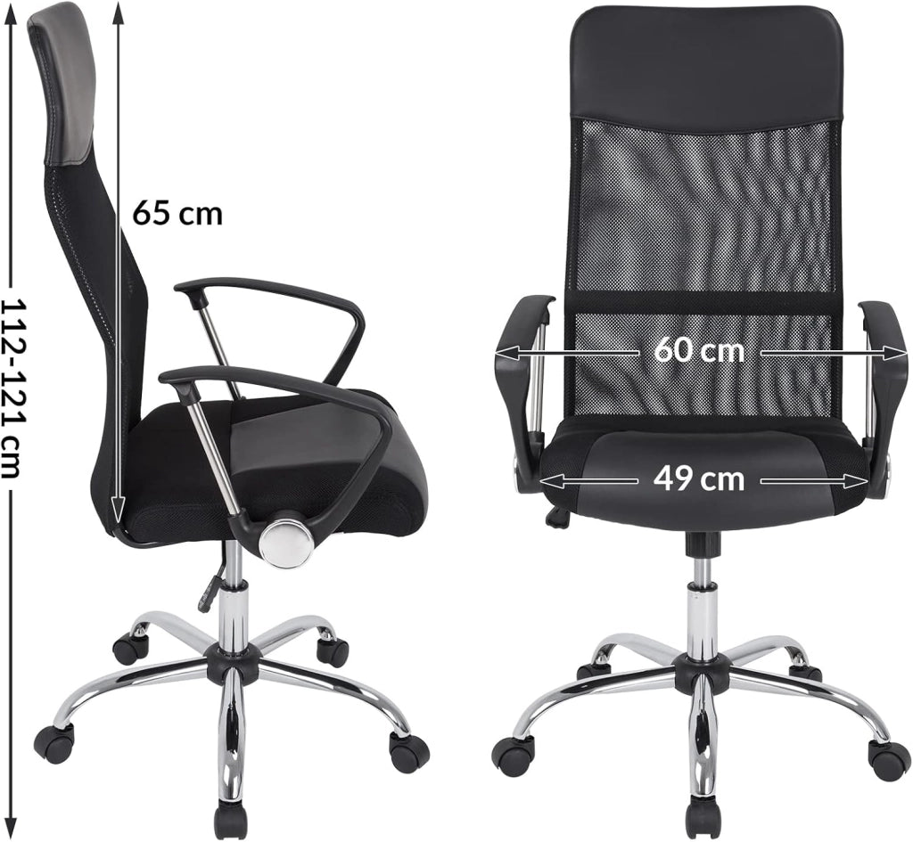 Set da 2 Sedie da Ufficio Ergonomiche in Similpelle Max. 110kg Regolabile da Scrivania Nero