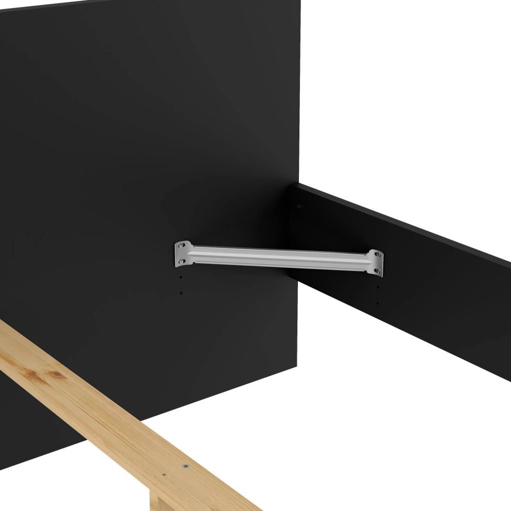 Letto piazza e mezza Gustava, Sommier per camera da letto, Giroletto per stanza, Struttura porta materasso, 197x146 h80 cm, Nero