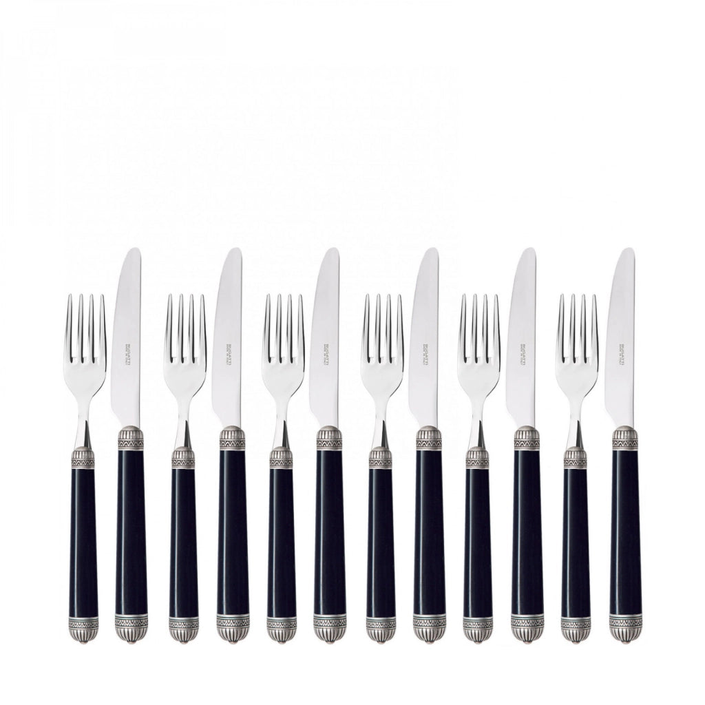 DORICO Ghiera Argento Anticato, Posate Set 12 Pz Frutta, Casa