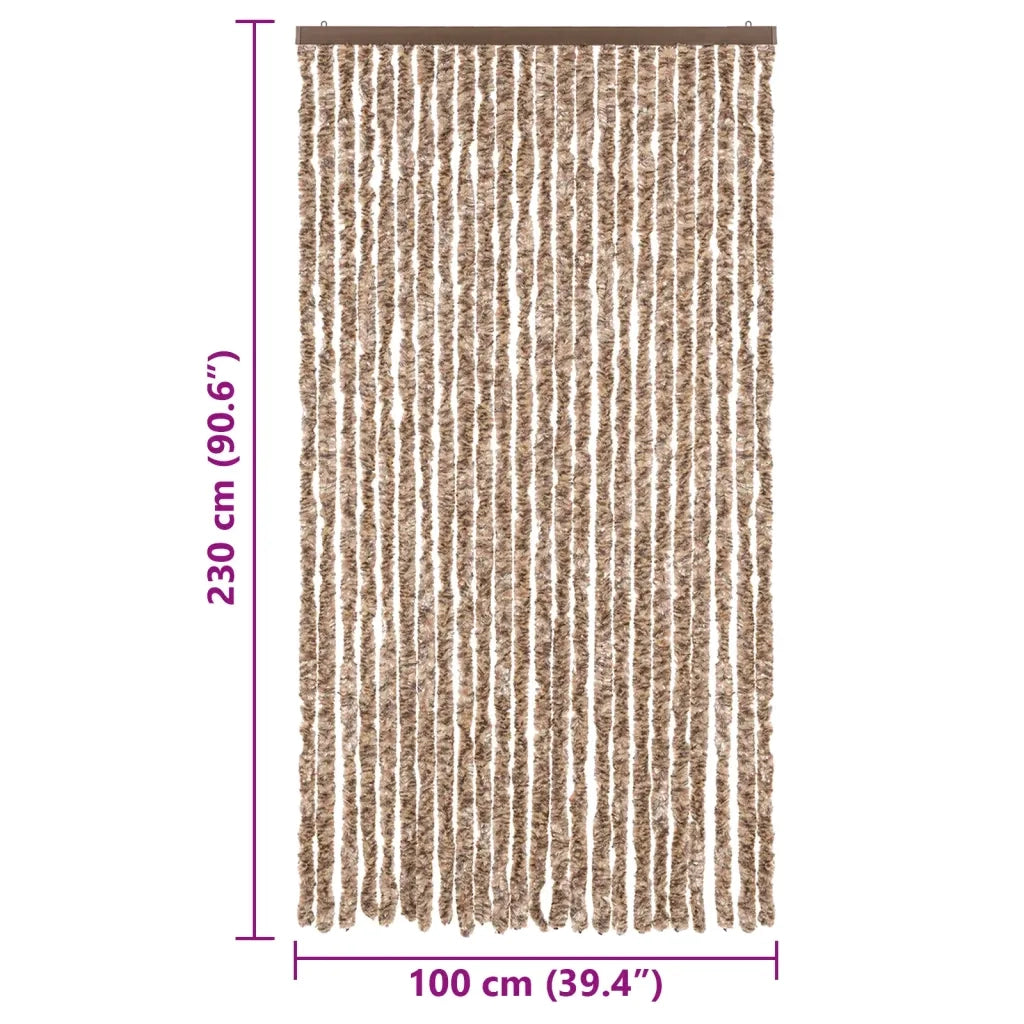 Tenda Antimosche Beige e Marrone Scuro 100x230 cm in Ciniglia CFW1271663