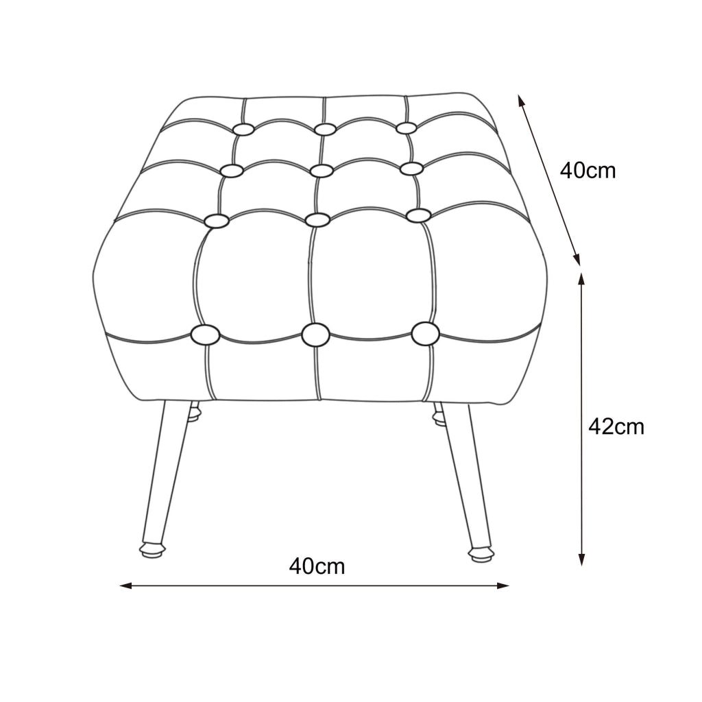Pouf sgabello in velluto trapuntato 40 cm QUADRA Beige