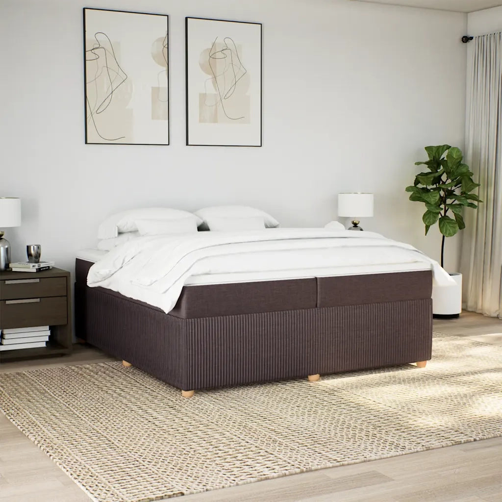 Giroletto a Molle con Materasso Marrone Scuro 200x200cm Tessuto