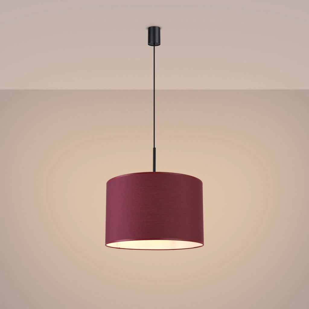 Lampada a sospensione NEVIA Paralume in tessuto bordeaux 40x25cm Struttura nera