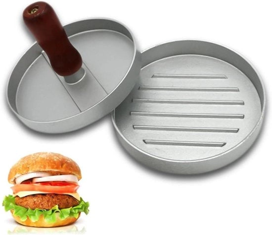 Hamburgerpers con rivestimento antitrasferimento di alluminio fuso per BBQ - geometria per hamburger di carne di manzo ripieno