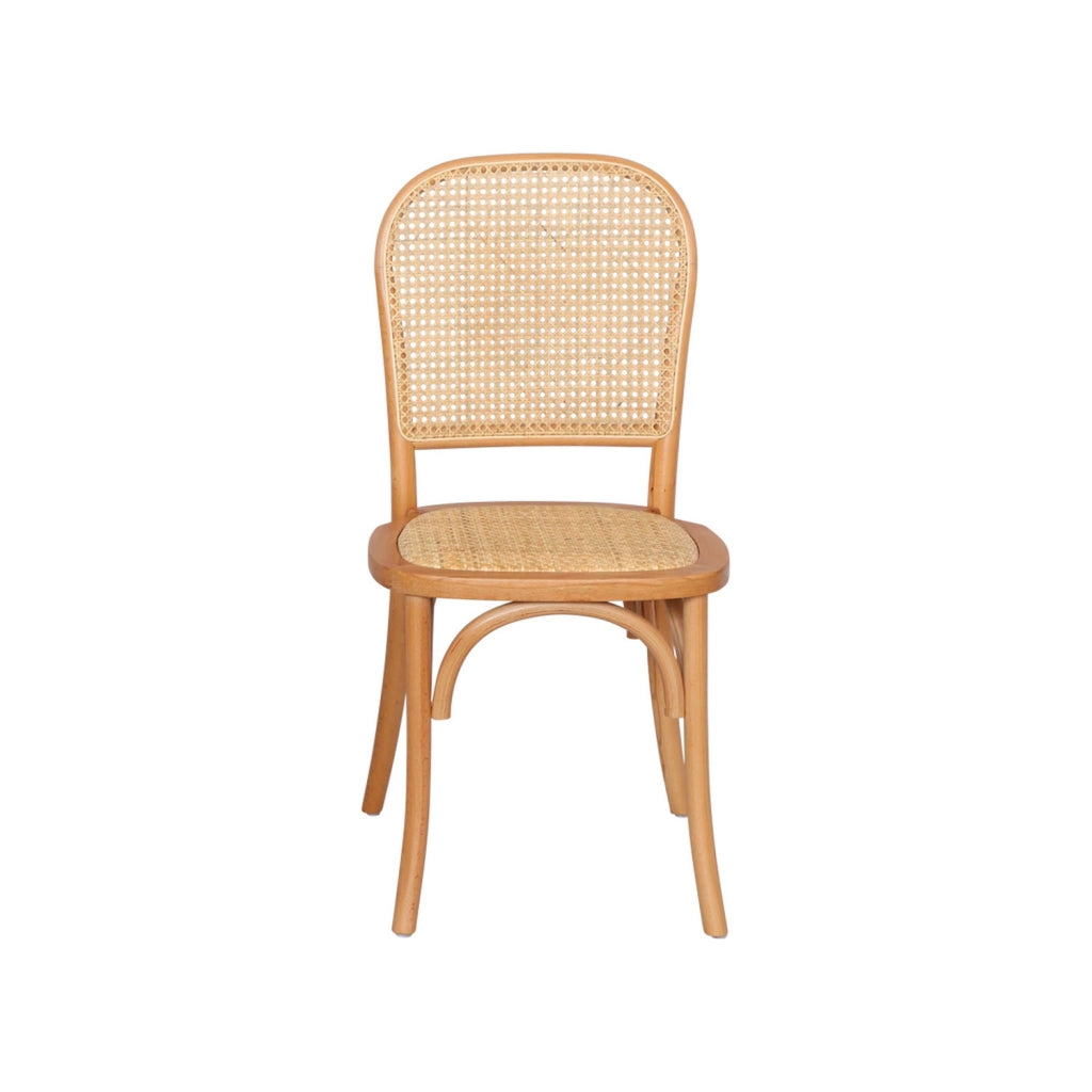 Set di 4 sedie in legno e rattan vintage , marrone naturale