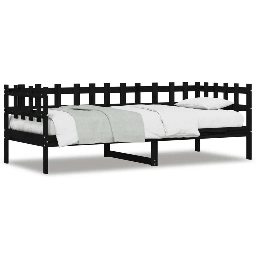 Letto singolo | Letto per adulti | Dormeuse Nera 80x200 cm in Legno Massello di Pino