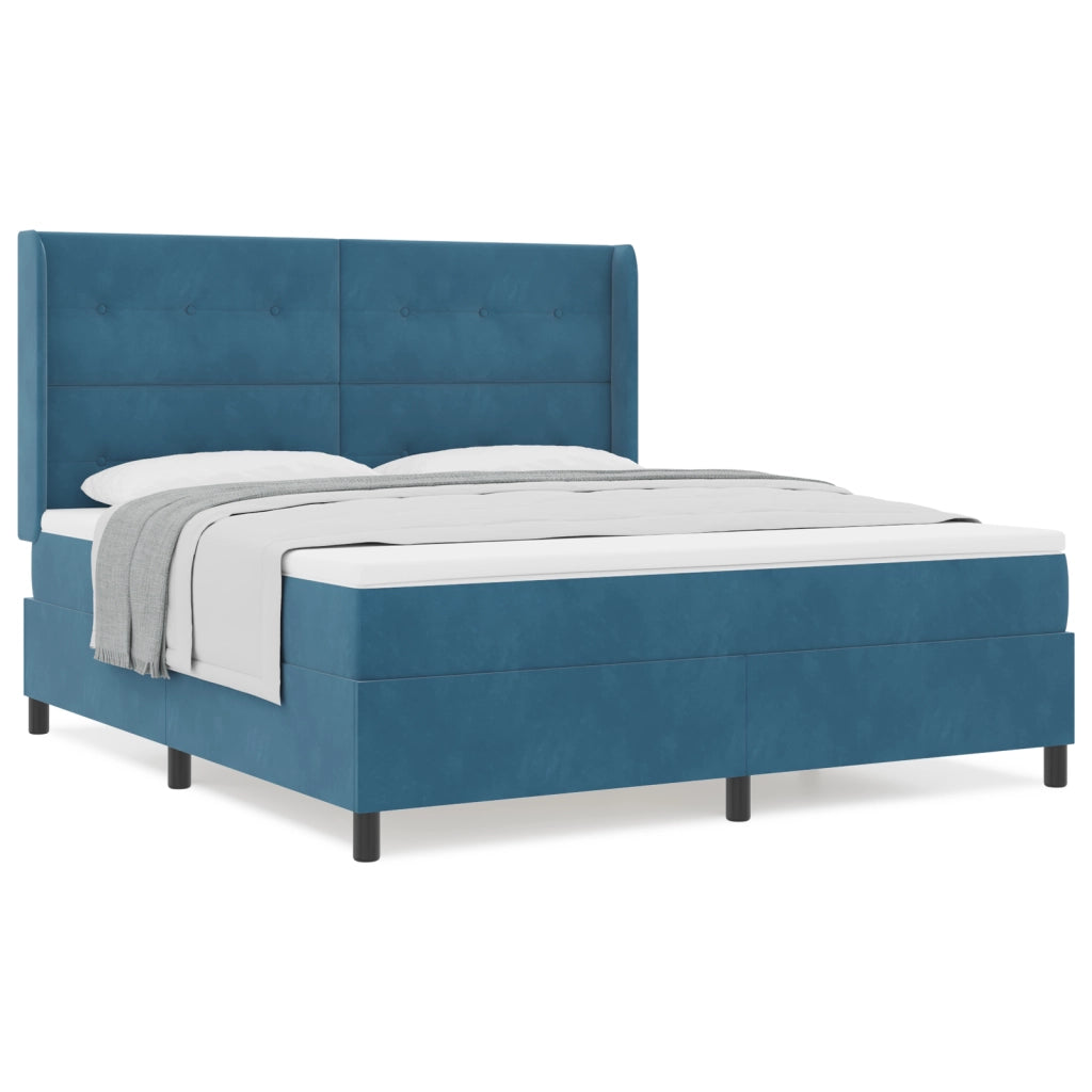 Letto a Box con Materasso Blu Scuro 180x200 cm Velluto