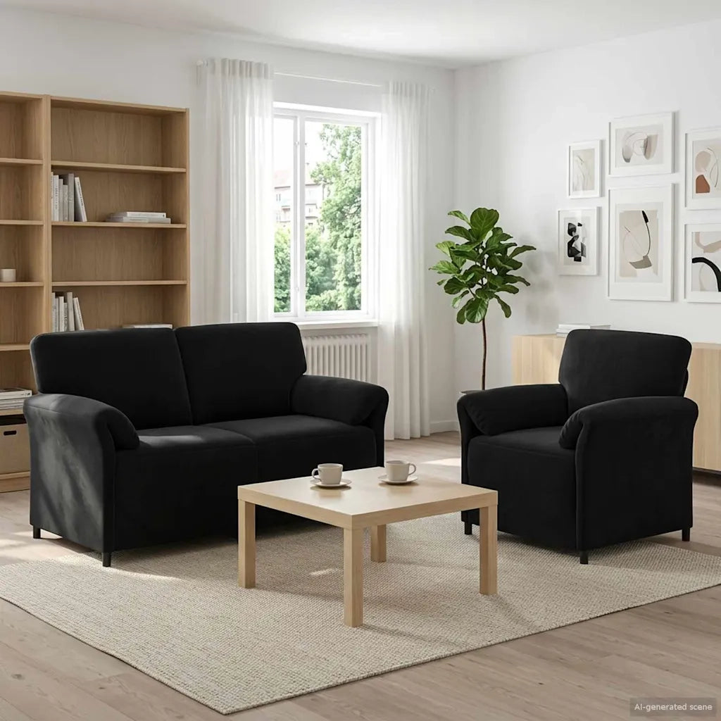 Set di divani 2 pz Nero Velluto 3424905