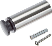 Blocco Porta a Parete - Materiale in Acciaio Inox Liscio - Piastra di Dampening in Plastica Molle - Prevenzione dell'Ossidazione della Parete - Eccellenza della Costruzione - 8 x 2,5 x 2,5 cm