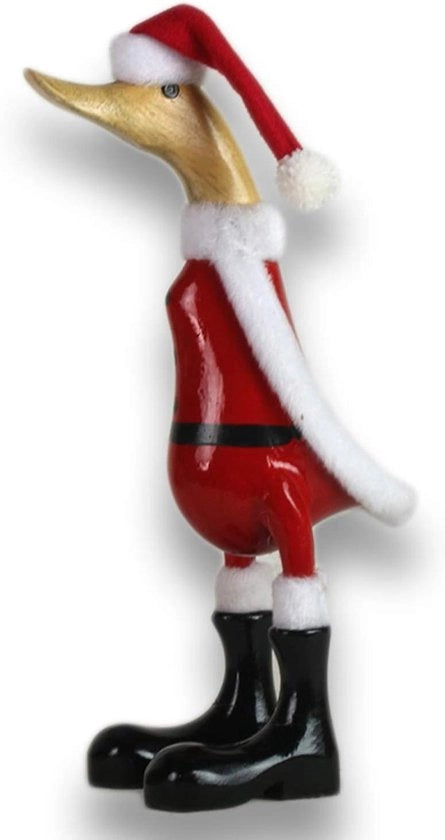 Decorazione di Giardino di Dado in Bambù Carota e Teca Babbo Natale a Mano Dipinto 25 cm Altezza