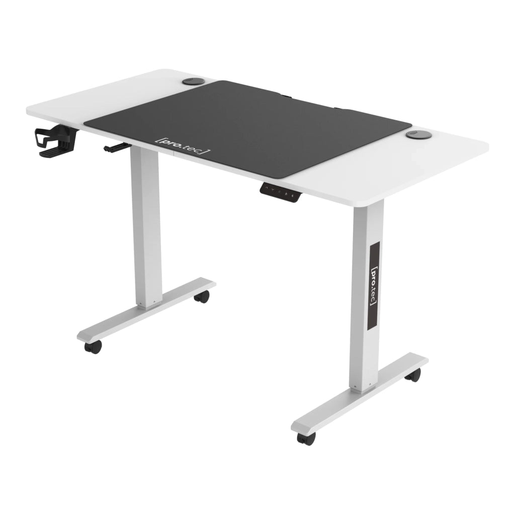Scrivania/postazione di lavoro regolabile elettricamente in altezza con 4 ruote 120 x 60 cm bianco 03_0009079