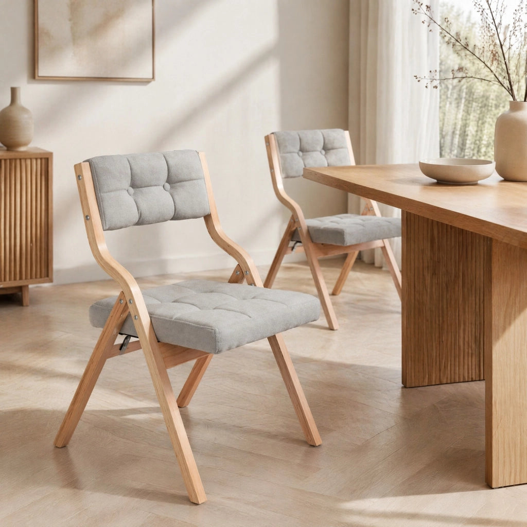 SEDIA Pieghevole Imbottita Set da 2 pezzi Grigio Legno