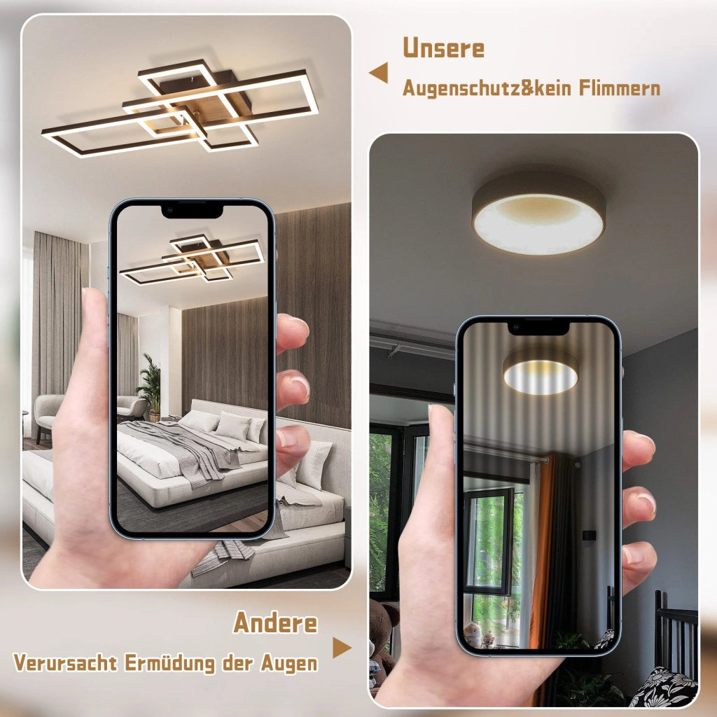 ZMH Lampada da Soffitto LED 3000K Nera Moderna Design 32W Luce Calda per Corridoio Camera da Letto Ufficio