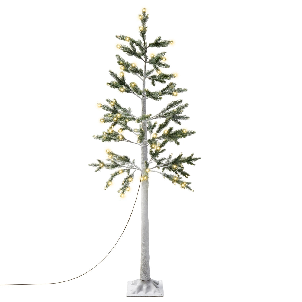Albero di Natale Artificiale Bianco PE 180 cm Pre-Illuminato Luci LED Outdoor & Indoor Innevato Stile Scandinavo