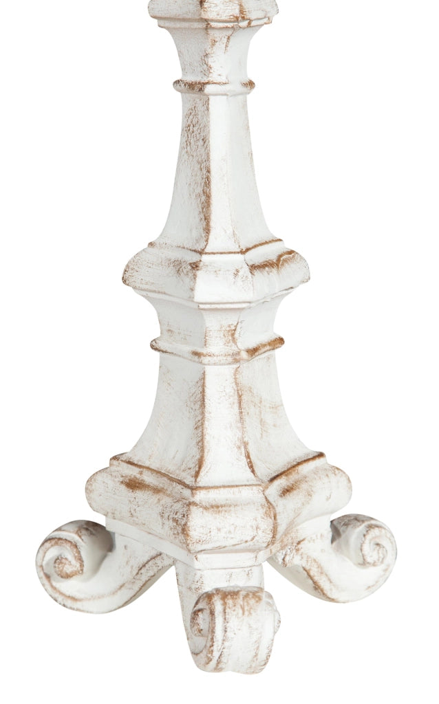 Biscottini Candeliere in legno finitura bianca anticata L19xPR19xH40 cm Made in Italy