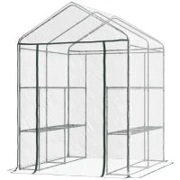 Serra da Giardino Esterno in PVC Trasparente, Serra da Balcone con Scaffali per Piante Orto 1.43 x 1.43 x 1.95m