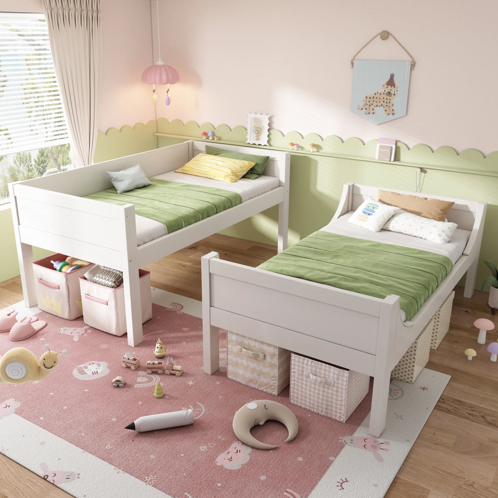 Letto a Castello 90 x 200 cm; Letto 2 Posti - Scala reversibile; separabile - Bianco