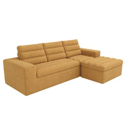 Divano modulare angolare 4-5 posti - con pouf - in chenille arancione - 253 × 161 × 89 cm