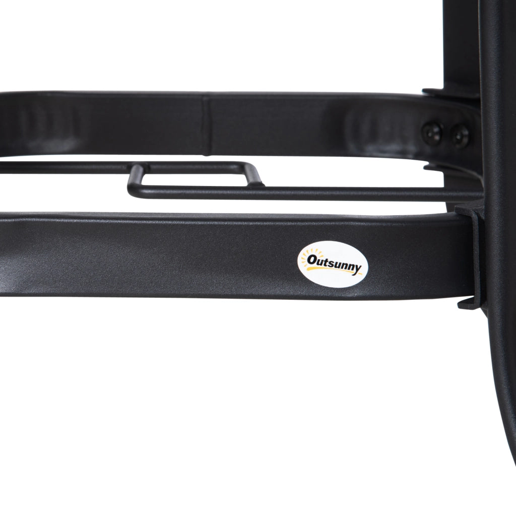 EasyComfort Tavolo da Giardino Rotondo con Foro per Ombrellone in Acciaio e Vetro, Ф106.5x71cm, Nero