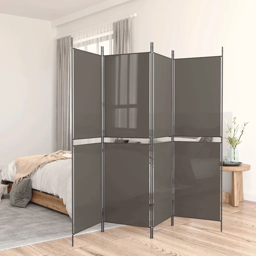 Divisorio a 5 Pannelli Antracite 250x180 cm Tessuto 350220