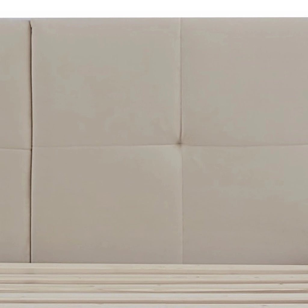 Letto Francese Porvoo con Testiera e Materasso 140x200 cm Rivestimento in Velluto - Beige [en.casa]
