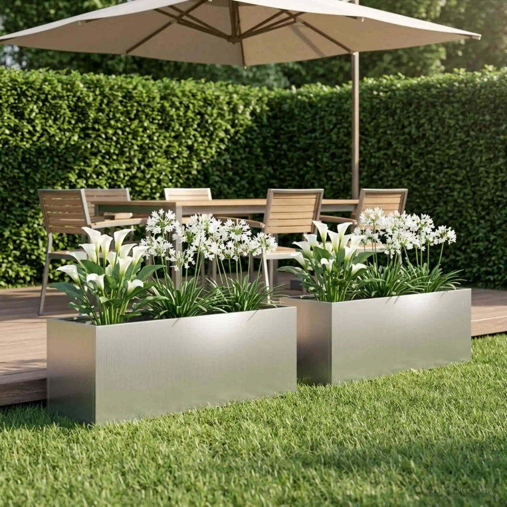 Vaso da giardino 2 pz Argento 80 x 30 x 30 cm Acciaio zincato 8005215