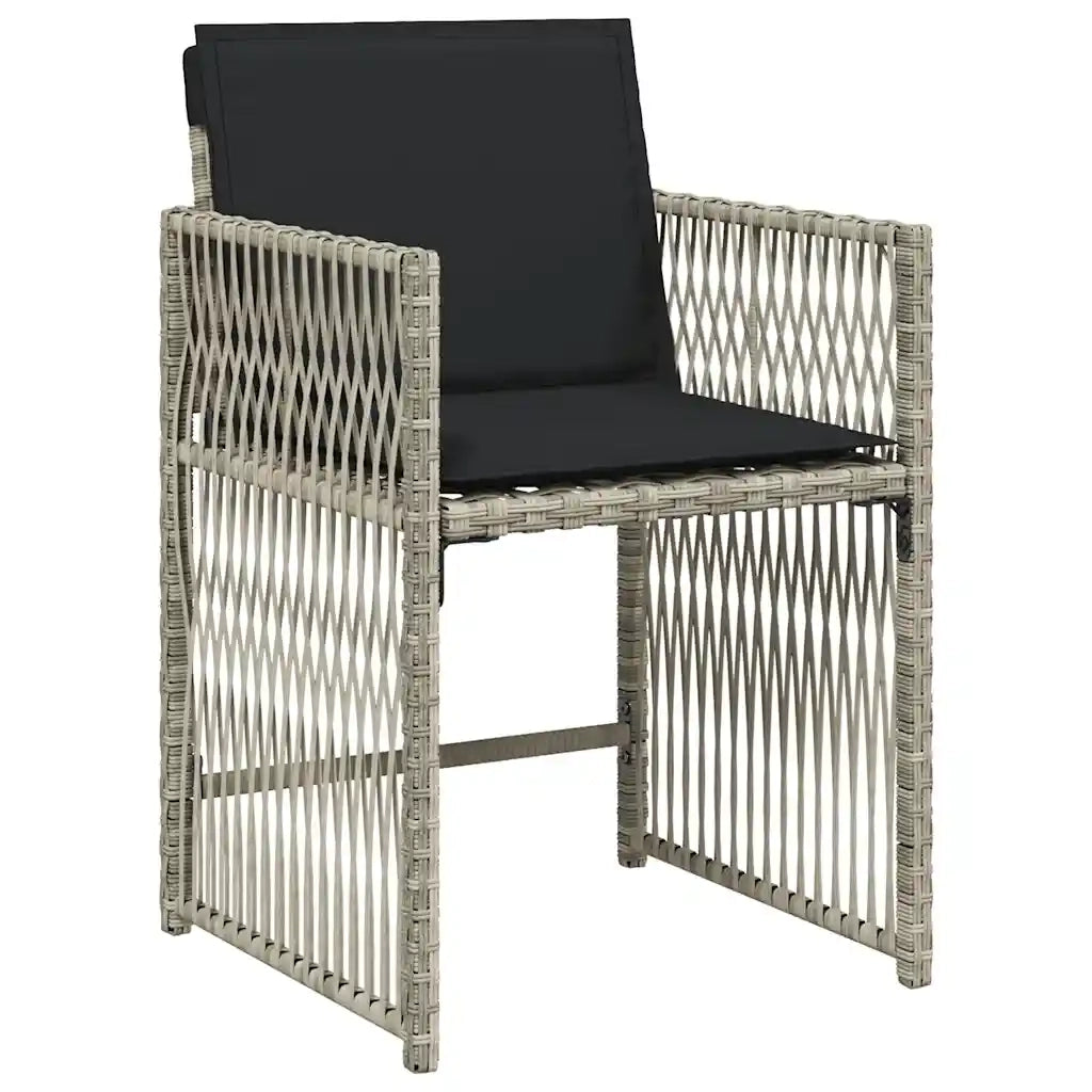Set Pranzo Giardino 11pz con Cuscini Grigio Chiaro Polyrattan