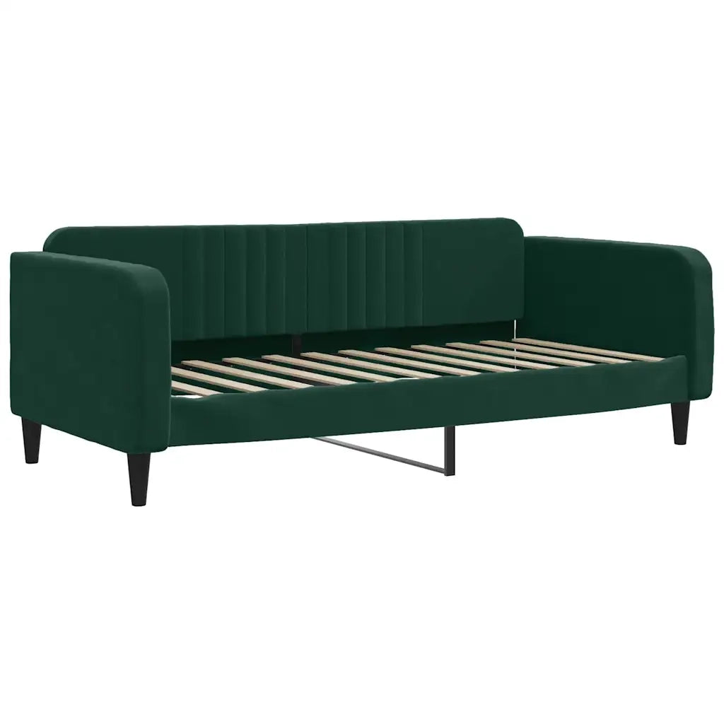 Divano Letto con Materasso Verde Scuro 100x200 cm in Velluto