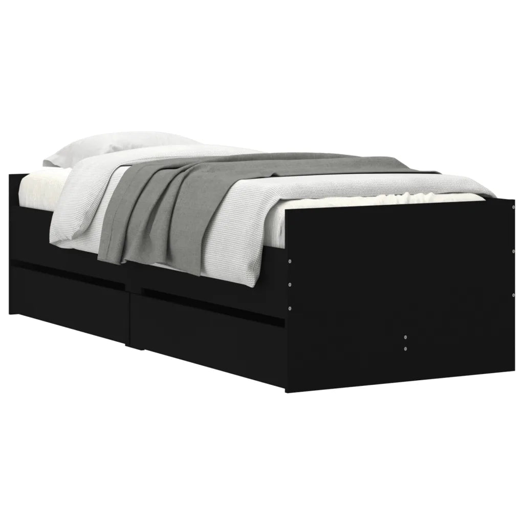 Giroletto Nero con Cassetti 75x190 cm Small Single 3207358