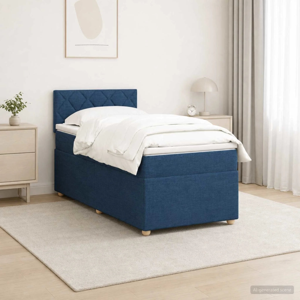 Letto box spring con materasso Blu 100 x 200 cm Tessuto 3452365