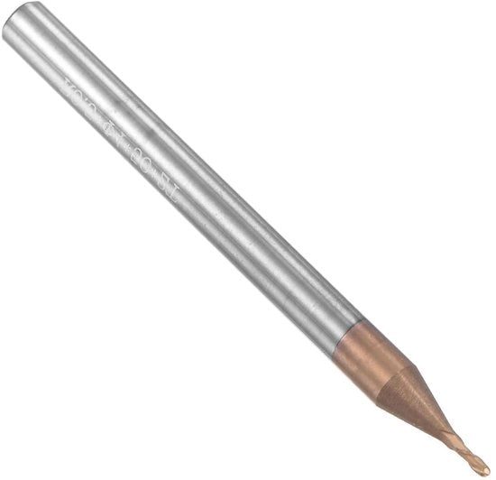 Fresatomo a punta di sfera 0,5 mm con rivestimento AlTiSin e 2 righe - Fresatomo CNC HRC55 - 4 mm Testa - 50 mm Lunghezza