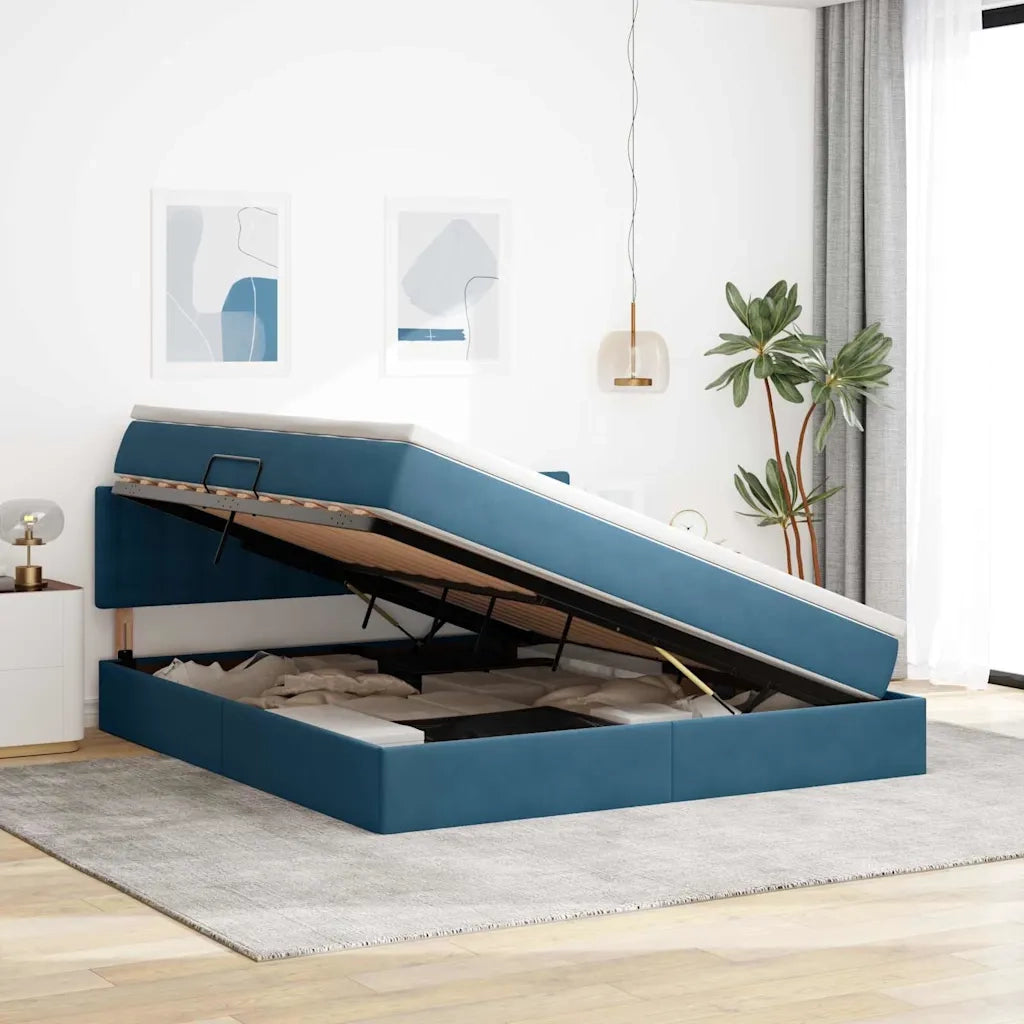 Letto con Contenitore Blu Scuro 160 x 200 cm Velluto 3370891